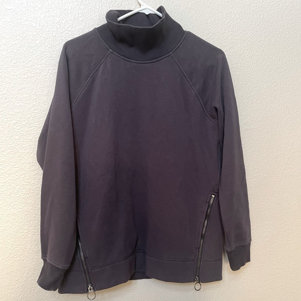 ATHLETA Cozy Karma Purple Side Zip Funnel Neck Mock Neck Sweatshirt Sz Small S - Picture 2 of 13